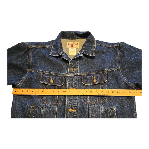 Wrangler Rugged Wear Jacket Mens Size Large Blue Jean Denim Trucker Streetwear - Picture 6 of 9